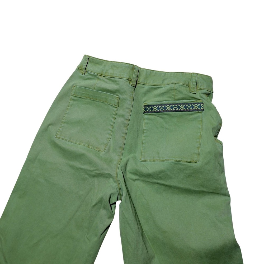 Stoic Pants Womens 8 Green Wide Leg Twill Stretch Chino Relaxed Pockets Casual